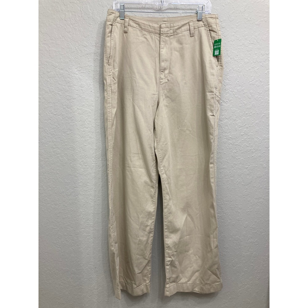 New Gap Wide Leg Chino Pants size 10 Khaki High Rise Cotton Lyocell Casual